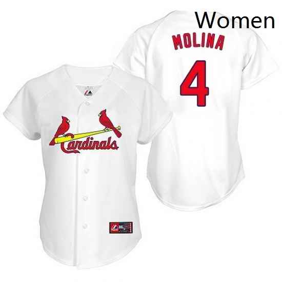 Womens Majestic St Louis Cardinals 4 Yadier Molina Authentic White MLB Jersey